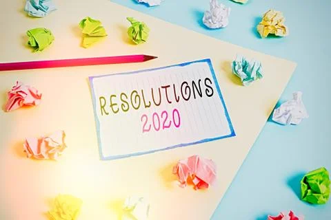 Handwriting text Resolutions 2020. Concept meaning list of things wishes to be Stock Photos