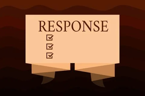 Handwriting text Response. Concept meaning reaction to something verbal or Illustrazione stock