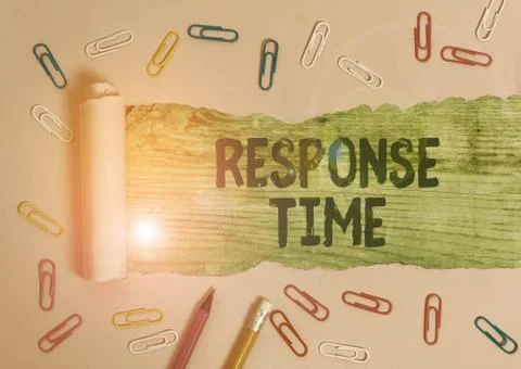 Handwriting text Response Time. Concept meaning The amount of time that a 스톡 사진