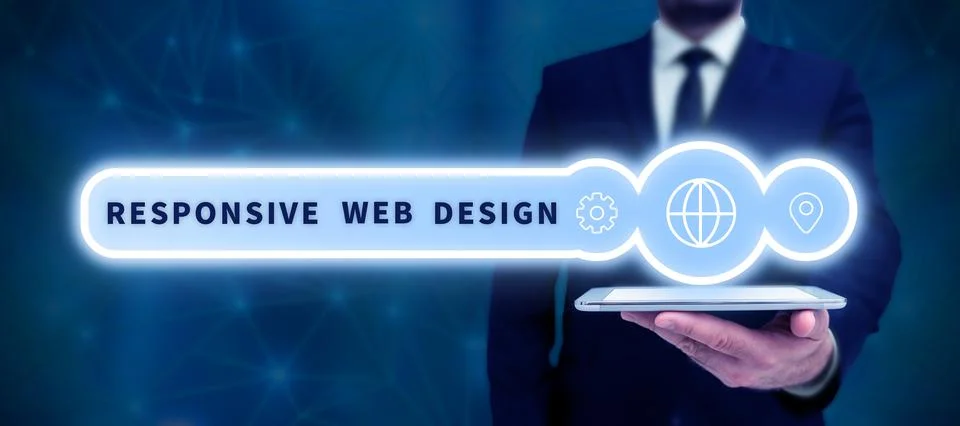 Handwriting text Responsive Web Design. Word Written on web page creation tha Stock Photos