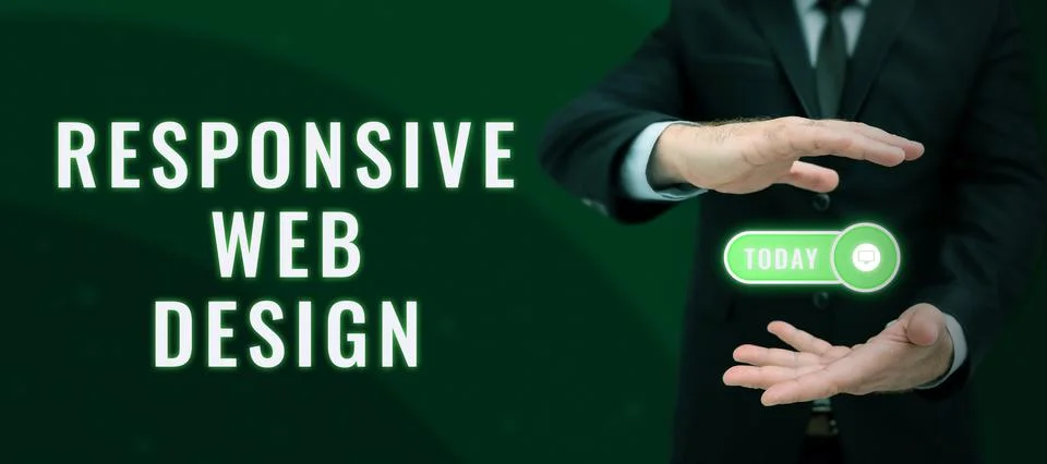 Handwriting text Responsive Web Design. Business overview web page creation that Foto stock