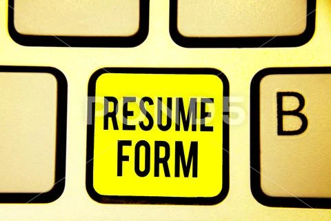 Handwriting text Resume Form. Concept meaning describe the layout elements Stock Photos