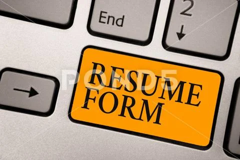 Handwriting text Resume Form. Concept meaning describe the layout elements Stock Photos