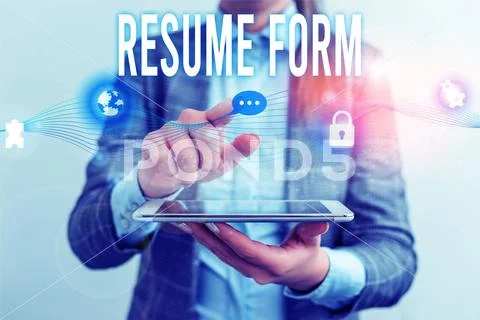 Handwriting text Resume Form. Concept meaning describe the layout elements Stock Photos