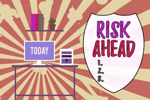Handwriting text Risk Ahead. Concept meaning A probability or threat of damage Stock Illustration
