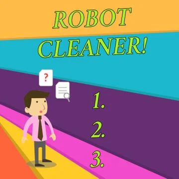Handwriting text Robot Cleaner. Concept meaning Intelligent programming and a Stock Illustration
