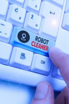 Handwriting text Robot Cleaner. Concept meaning Intelligent programming and a 스톡 사진