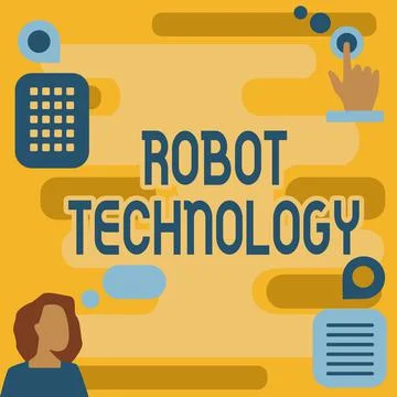 Handwriting text Robot Technology. Word for develop machines that can substitute Stock Illustration