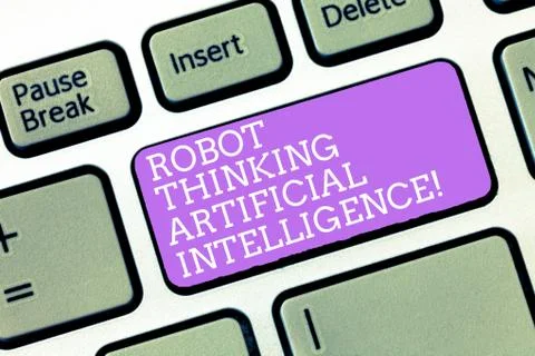 Handwriting text Robot Thinking Artificial Intelligence. Concept meaning AI 库存照片