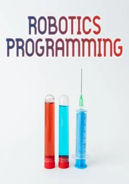 Handwriting text Robotics Programming. Concept meaning software that used to Foto stock