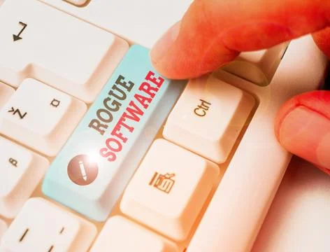 Handwriting text Rogue Software. Concept meaning type of malware that poses as 写真素材