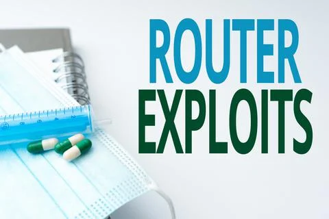 Handwriting text Router Exploits. Concept meaning takes advantage of a security Stock Photos