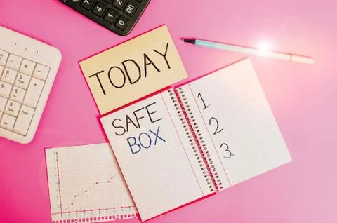Handwriting text Safe Box. Concept meaning A small structure where you can keep 写真素材