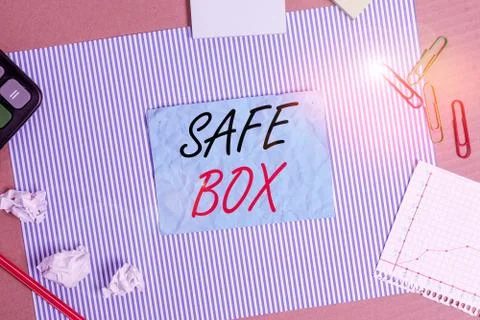 Handwriting text Safe Box. Concept meaning A small structure where you can keep 스톡 사진
