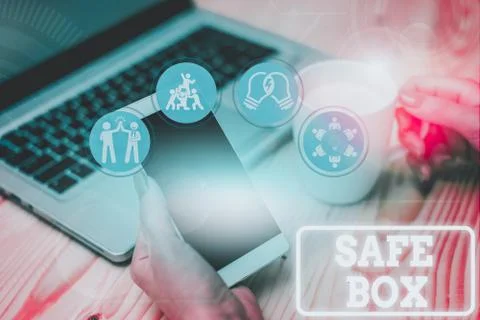 Handwriting text Safe Box. Concept meaning A small structure where you can keep 写真素材