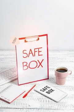 Handwriting text Safe Box. Conceptual photo A small structure where you can keep 写真素材