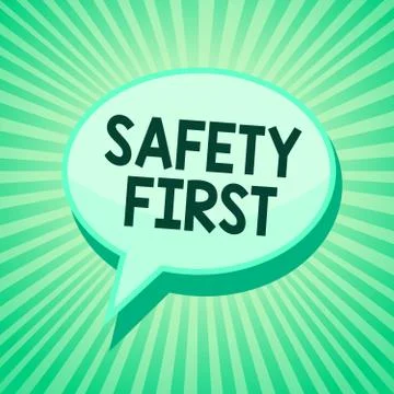 Handwriting text Safety First. Concept meaning Avoid any unnecessary risk Live Stock Illustration