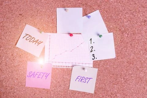 Handwriting text Safety First. Concept meaning used to say that the most Stock Photos