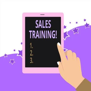 Handwriting text Sales Training. Concept meaning train salesshowing the methods Illustrazione stock