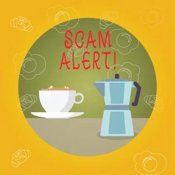 Handwriting text Scam Alert. Concept meaning Safety warning to avoid fraud or Stock Illustration