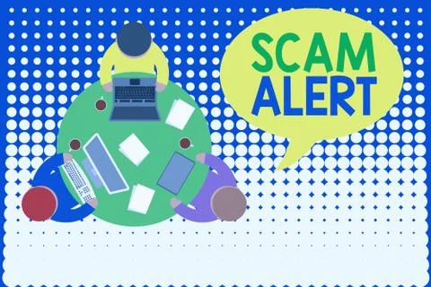 Handwriting text Scam Alert. Concept meaning warning someone about scheme or Stock Illustration