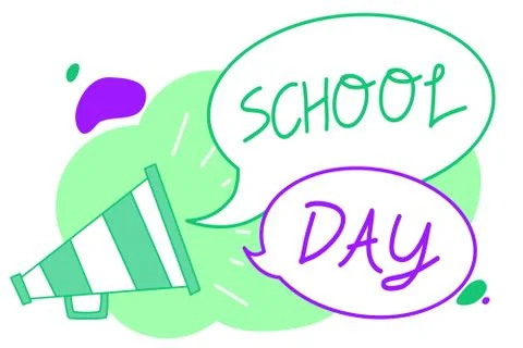 Handwriting text School Day. Concept meaning starts from seven or eight am to Stock Illustration