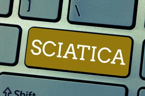 Handwriting text Sciatica. Concept meaning Pain caused by irritation of the Stock Photos