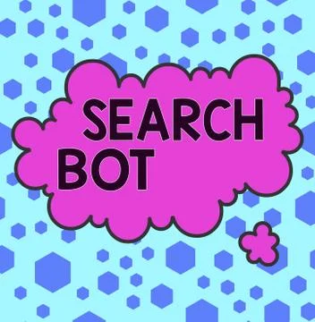 Handwriting text Search Bot. Concept meaning a program that runs automated tasks 스톡 일러스트