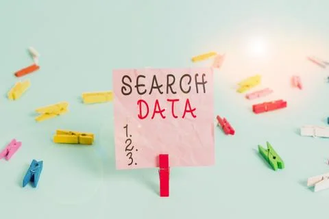 Handwriting text Search Data. Concept meaning efficient retrieval of specific Foto stock