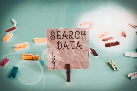 Handwriting text Search Data. Concept meaning efficient retrieval of specific Foto stock