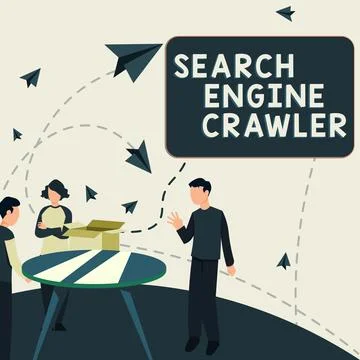Handwriting text Search Engine Crawler. Concept meaning program or automated Illustration