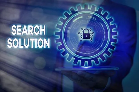 Handwriting text Search Solution. Concept meaning finding the appropriate answer Stock Photos
