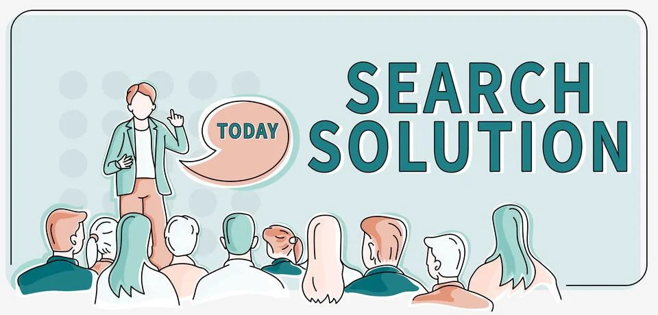 Handwriting text Search Solution. Word for finding the appropriate answer while 스톡 일러스트
