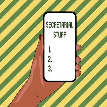 Handwriting text Secretarial Stuff. Concept meaning Secretary belongings Things Illustrazione stock