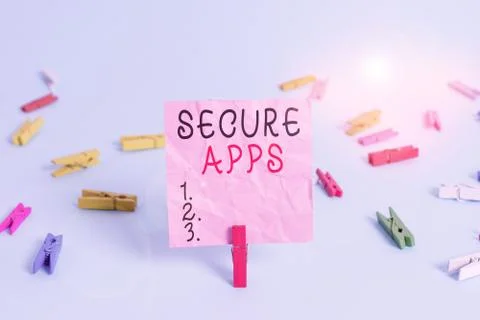 Handwriting text Secure Apps. Concept meaning protect the device and its data Foto stock