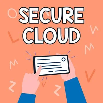 Handwriting text Secure Cloud. Word for Protect the stored information safe Stockillustratie