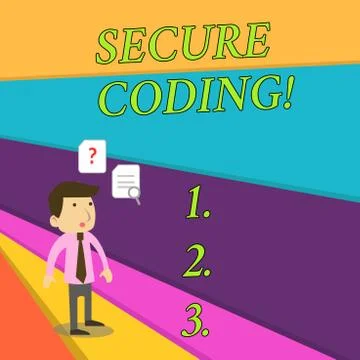 Handwriting text Secure Coding. Concept meaning Applied to avoid the Illustrazione stock