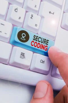Handwriting text Secure Coding. Concept meaning Applied to avoid the Stock Photos