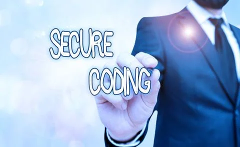 Handwriting text Secure Coding. Concept meaning Applied to avoid the Stock Photos