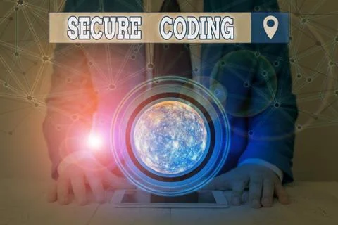 Handwriting text Secure Coding. Concept meaning Applied to avoid the 写真素材