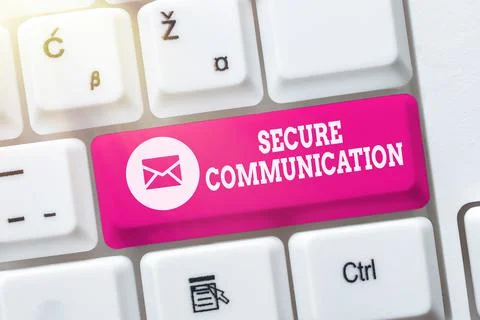 Handwriting text Secure Communication. Internet Concept preventing unauthorized 스톡 사진