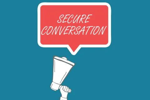 Handwriting text Secure Conversation. Concept meaning Secured Encrypted Ilustración de archivo