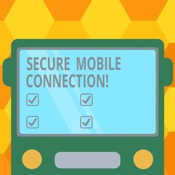 Handwriting text Secure Mobile Connection. Concept meaning Encrypted by one or Stock Illustration