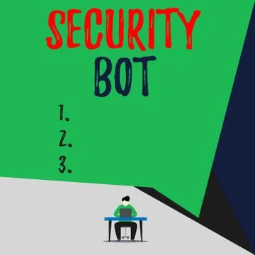 Handwriting text Security Bot. Concept meaning software that performs an Stock Illustration