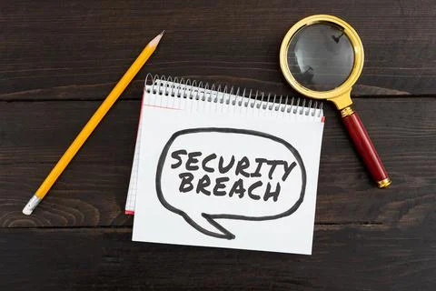 Handwriting text Security Breach. Internet Concept unauthorized access of data Stock Photos