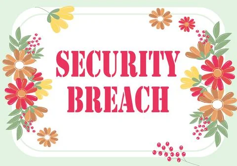 Handwriting text Security Breach. Word Written on incident that results in 库存插图