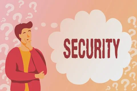 Handwriting text Security. Business showcase measures taken to be safe Quality Stock Illustration