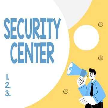 Handwriting text Security Center. Word Written on centralized unit that deals Stock Illustration