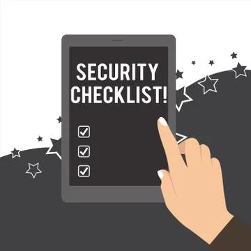 Handwriting text Security Checklist. Concept meaning Protection of Data and Illustrazione stock