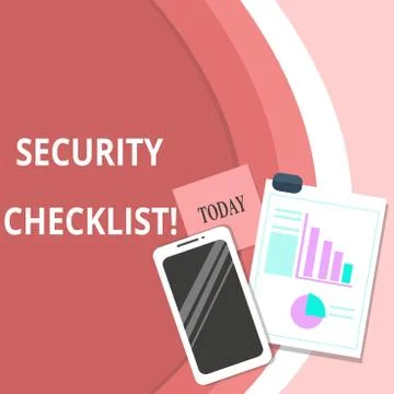 Handwriting text Security Checklist. Concept meaning Protection of Data and Stock Illustration